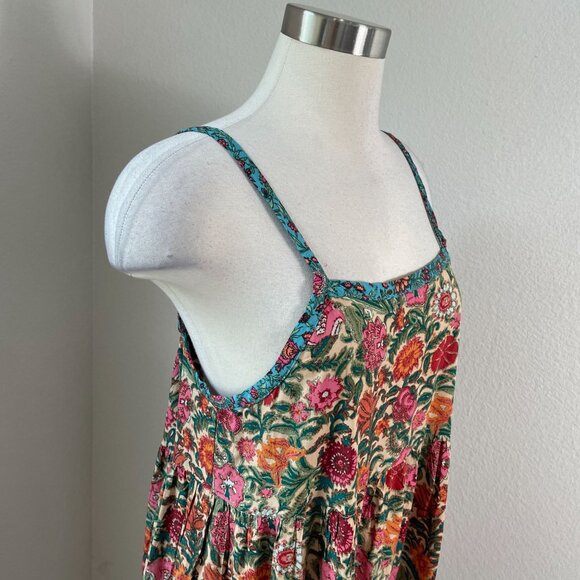 Natural Life Womens Small Floral Sleeveless Tiered Dress Square Neck - Picture 2 of 10